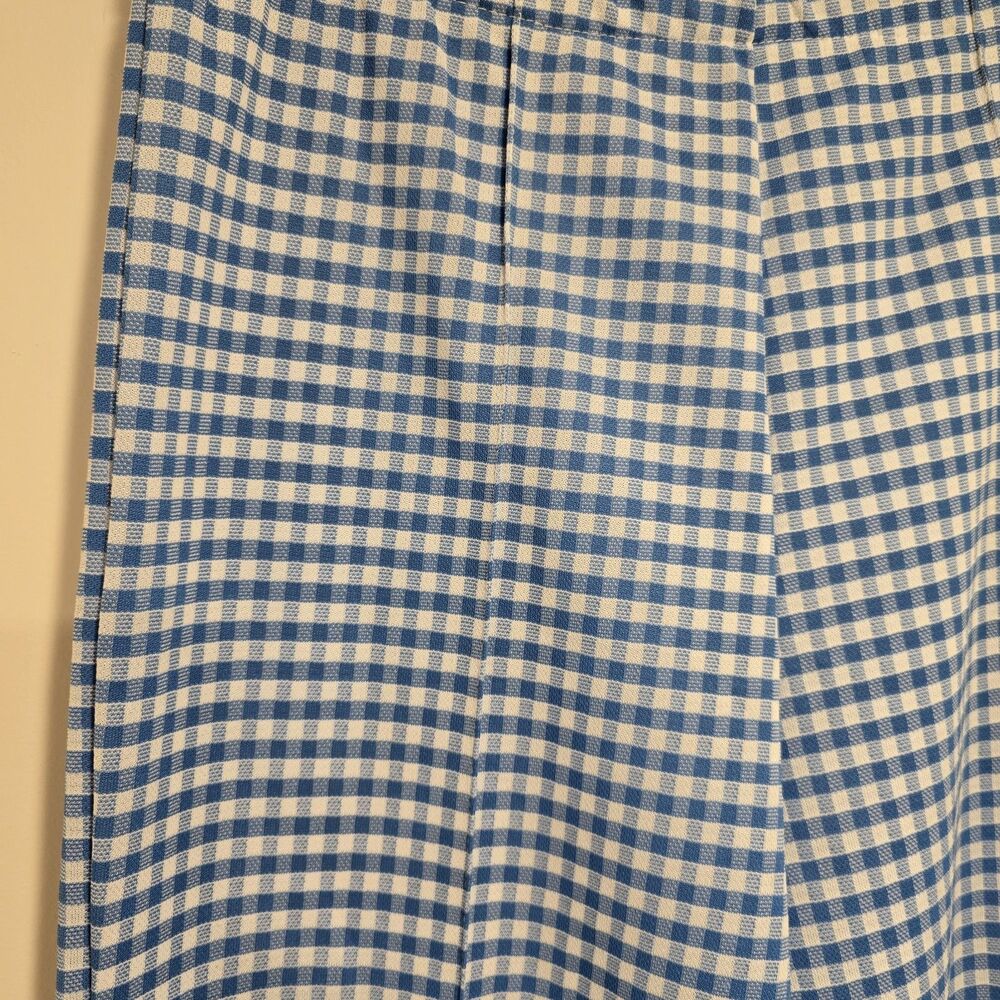 True Vintage 70s Sears Pants Womens 18 Wide Leg Blue Gingham Plaid Leisure USA - Picture 3 of 11